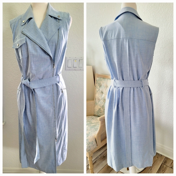 Calvin Klein Zip-Front Sleeveless Belted Dress Womens  Sz 14W - Picture 5 of 8